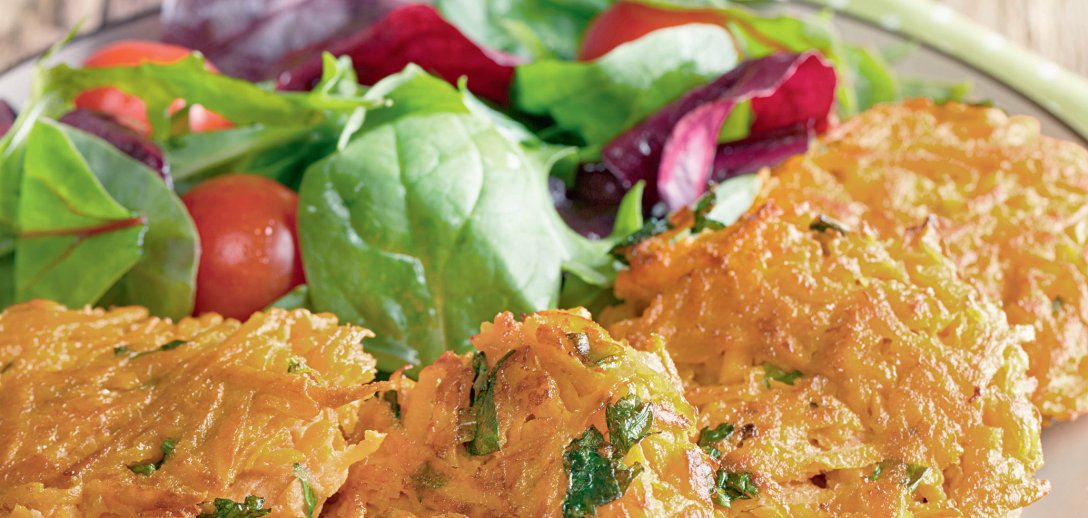 Wegetariańskie placki z batata, bakłażana, selera. Chrupiące i pyszne